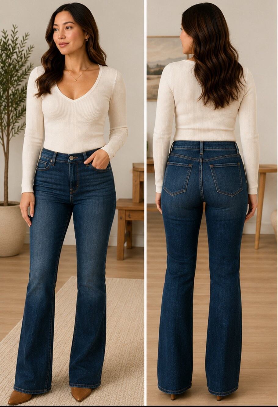 Classic Talbots Women's Bootcut Jeans Size 8P Medium Wash Stretch Denim